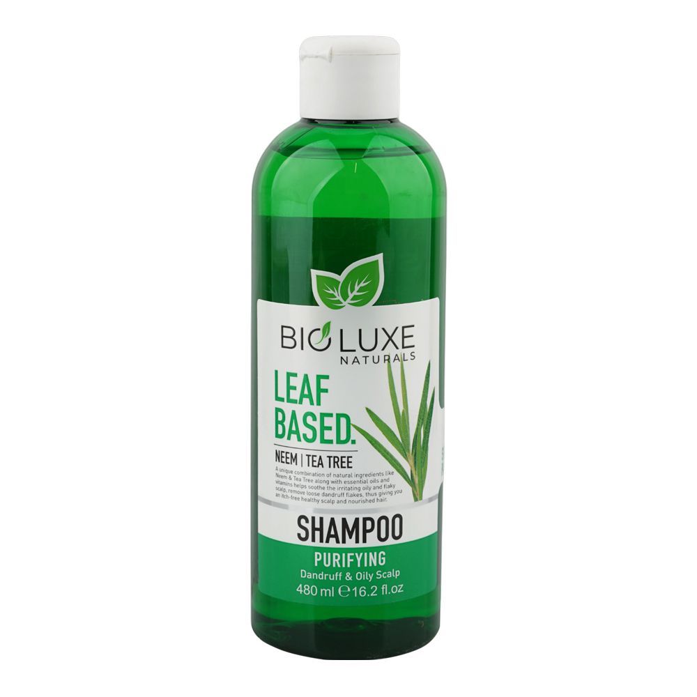 Bio Luxe Naturals Leaf Based Neem Tea Tree Purifying Shampoo, Niacinamide, For Dandruff, 480ml - Main Image