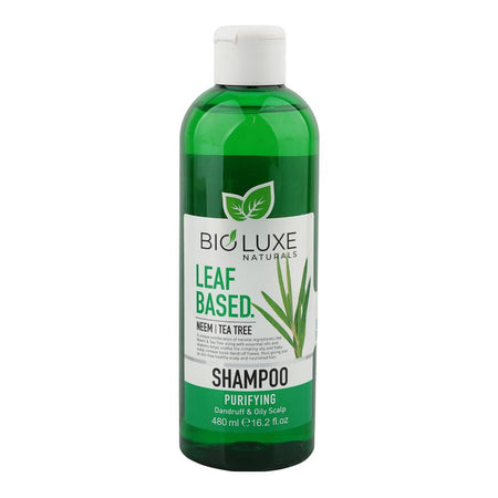 Bio Luxe Naturals Leaf Based Neem Tea Tree Purifying Shampoo, Niacinamide, For Dandruff, 480ml - Main Image