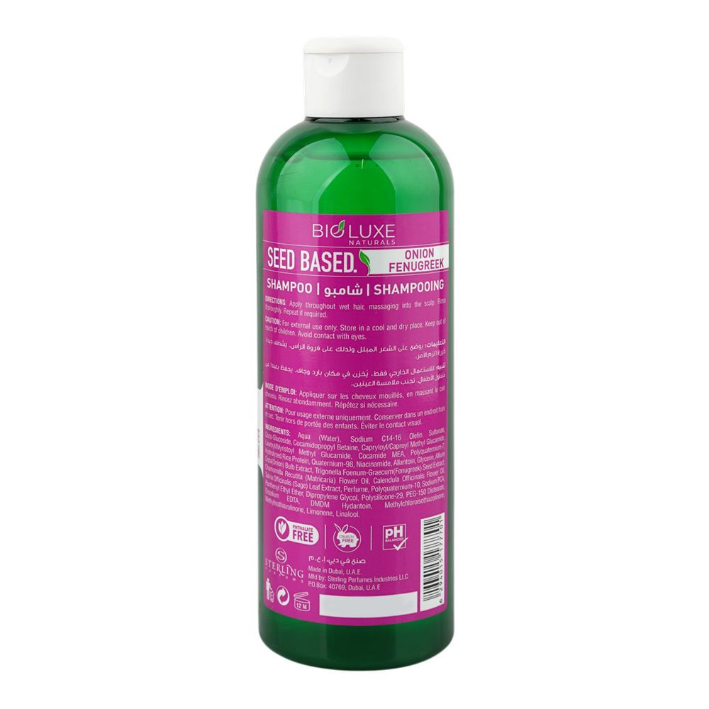 Bio Luxe Naturals Seed Based Onion Thickening Shampoo, Niacinamide, For Thick Hair, 480ml - Image 2