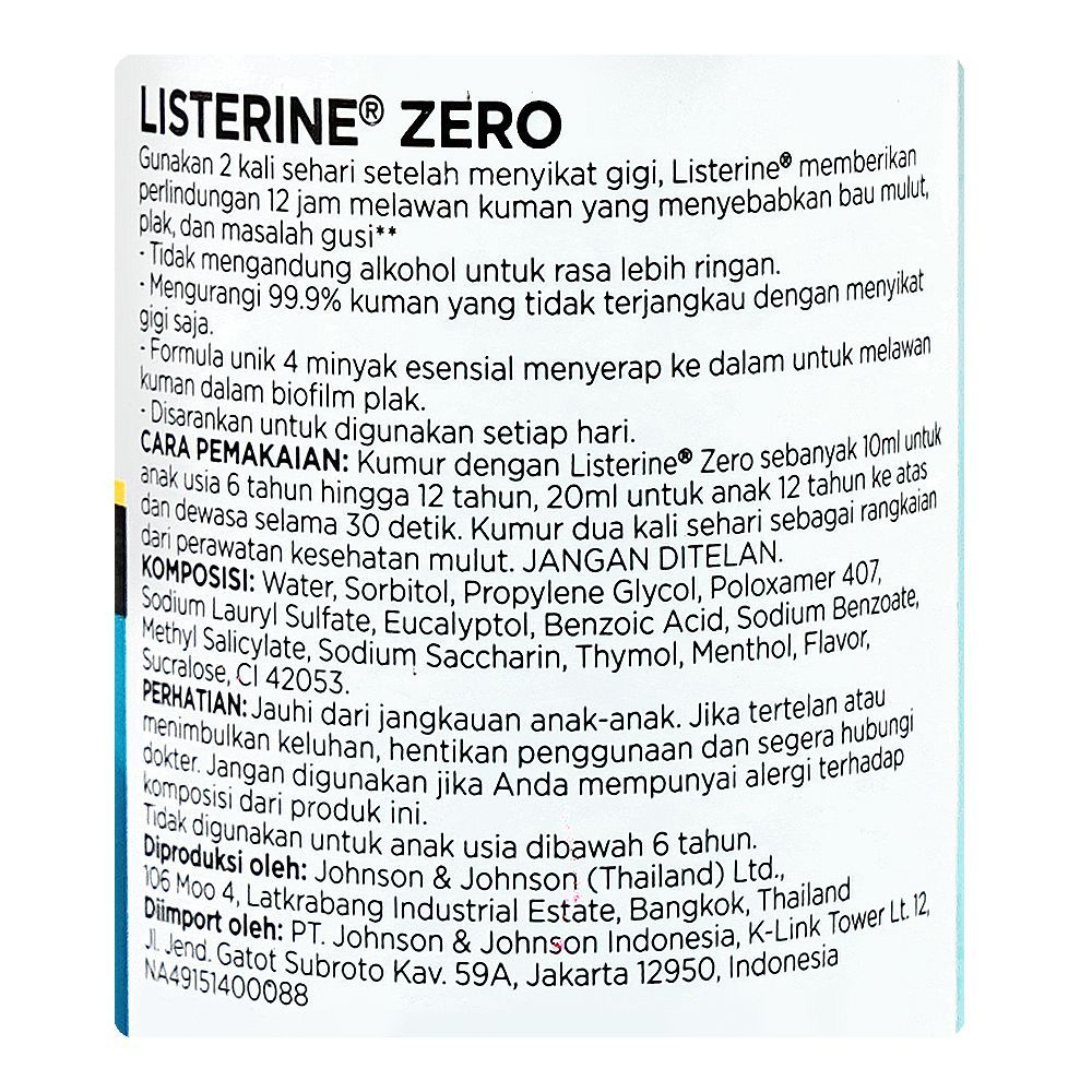 Listerine Zero Mouth Wash, 100ml Thai - Image 3
