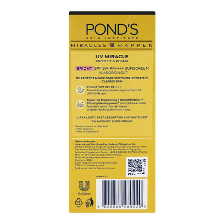 Pond's UV Miracle Protect & Repair Bright SPF50 PA++++ Niasorcinol Sunscreen 50g - Image 3