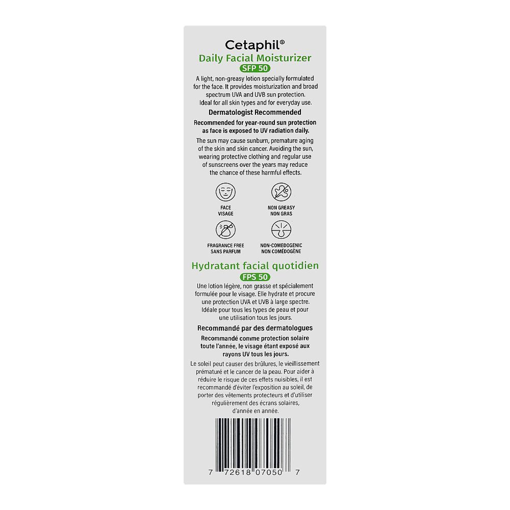 Cetaphil Daily Facial Moisturizer, Paraben & Fragrance Free, SPF 15, Broad Spectrum, All Skin Types, 50ml - Image 2
