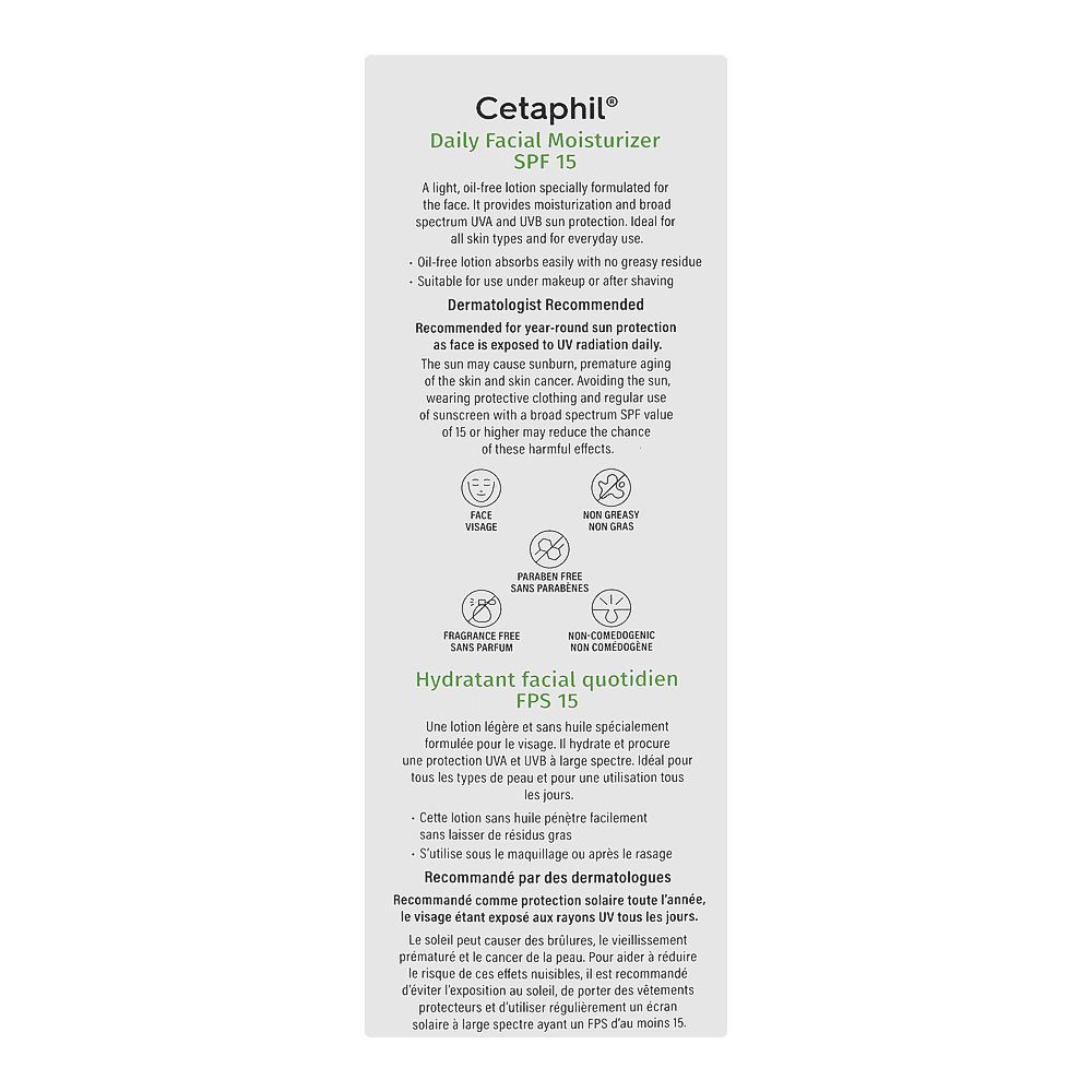 Cetaphil Daily Facial Moisturizer, Paraben & Fragrance Free, SPF 15, Broad Spectrum, All Skin Types, 120ml - Image 2