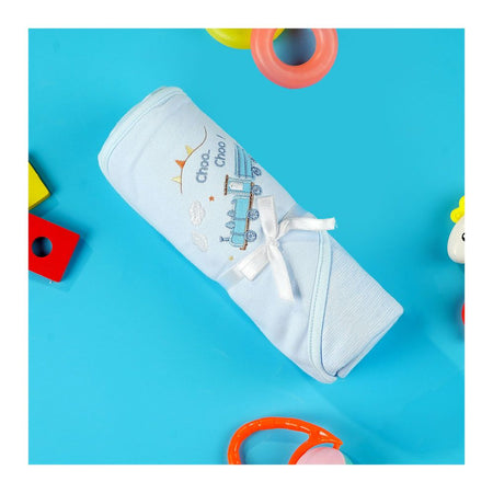 TG Kids Center Baby Roll Wrapping Sheet, Sky Blue Lining Choo Choo - Main Image