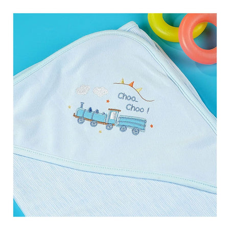 TG Kids Center Baby Roll Wrapping Sheet, Sky Blue Lining Choo Choo - Image 3