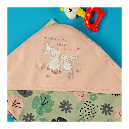 TG Kids Center Baby Roll Wrapping Sheet, Peach Pink And Apple Green Rabbit - Image 3