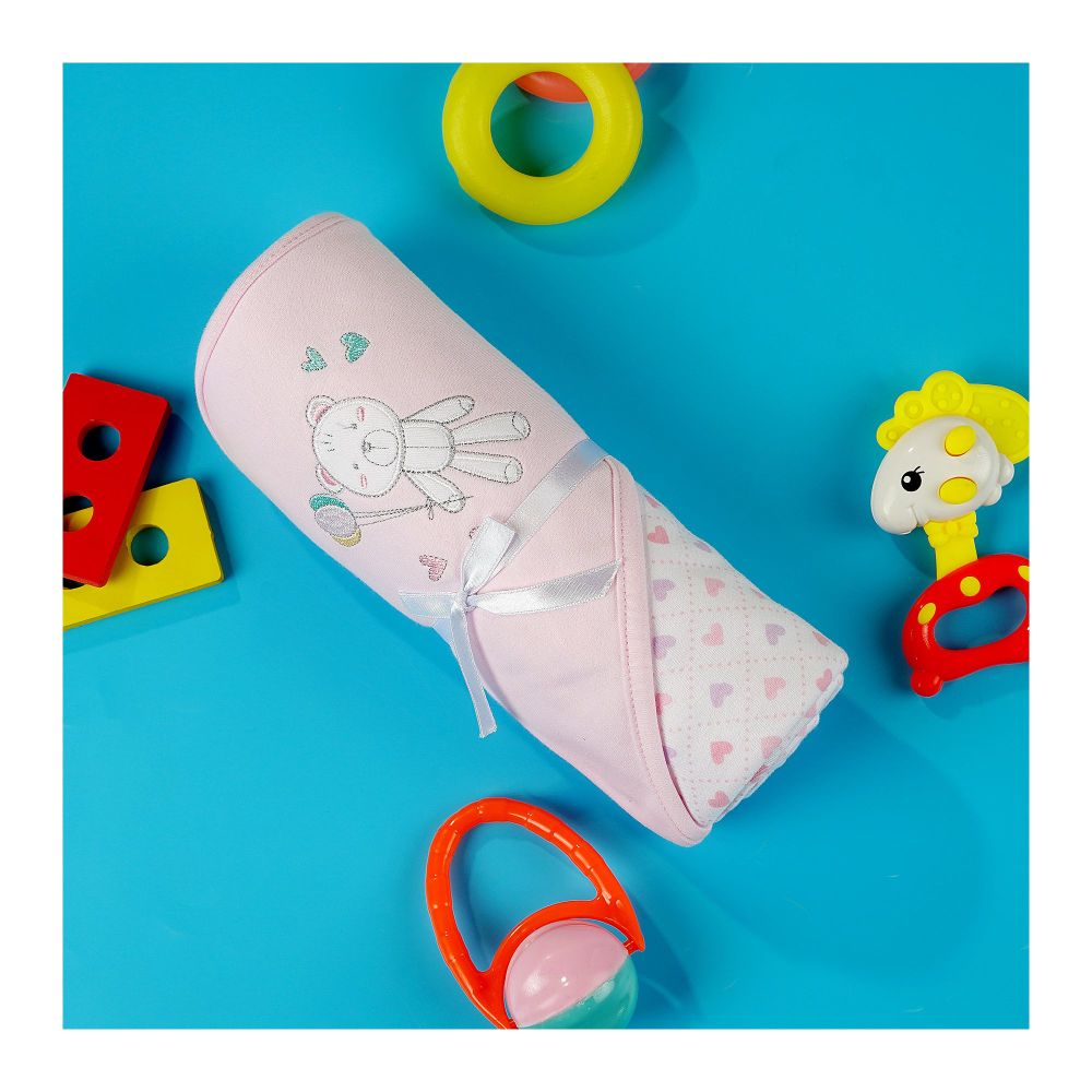 TG Kids Center Baby Roll Wrapping Sheet, Pink White Heart Bear - Main Image