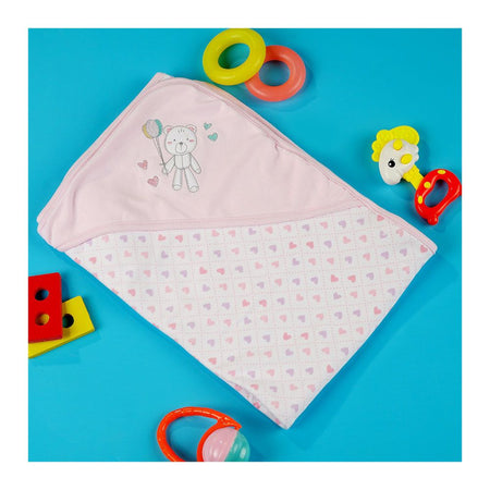 TG Kids Center Baby Roll Wrapping Sheet, Pink White Heart Bear - Image 2