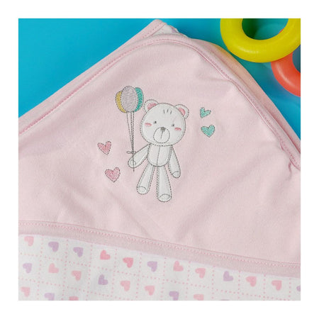 TG Kids Center Baby Roll Wrapping Sheet, Pink White Heart Bear - Image 3