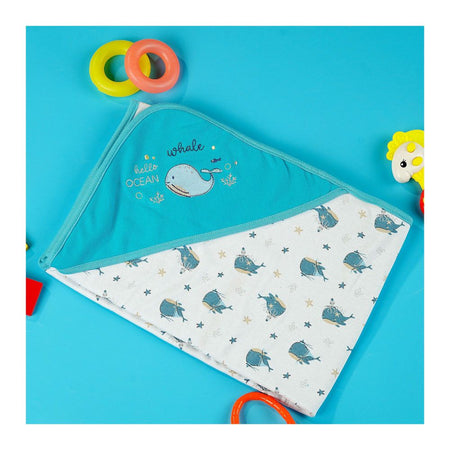 TG Kids Center Baby Roll Wrapping Sheet, Sea Green White Whale Fish - Image 2