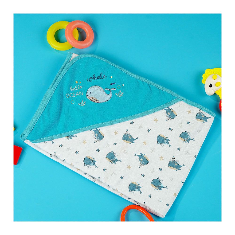 TG Kids Center Baby Roll Wrapping Sheet, Sea Green White Whale Fish - Image 2