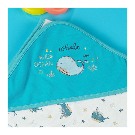 TG Kids Center Baby Roll Wrapping Sheet, Sea Green White Whale Fish - Image 3
