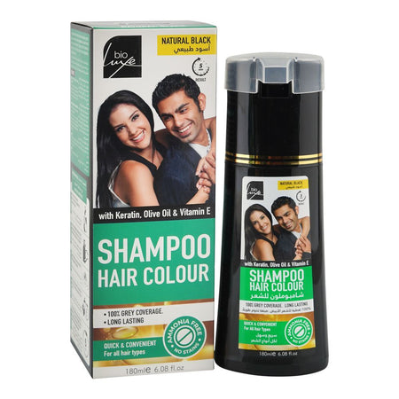 Bio Luxe Naturals Keratin, Olive Oil & Vitamin E Shampoo Hair Colour, Ammonia Free, Natural Black, For All Types Of Hair, 180ml - Main Image