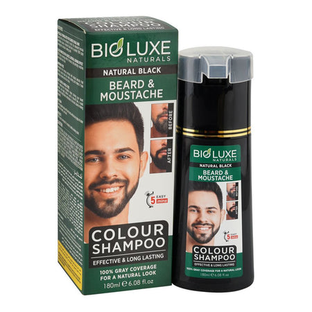 Bio Luxe Naturals Beard & Moustache Colour Shampoo, Ammonia Free, Natural Black, 180ml - Main Image