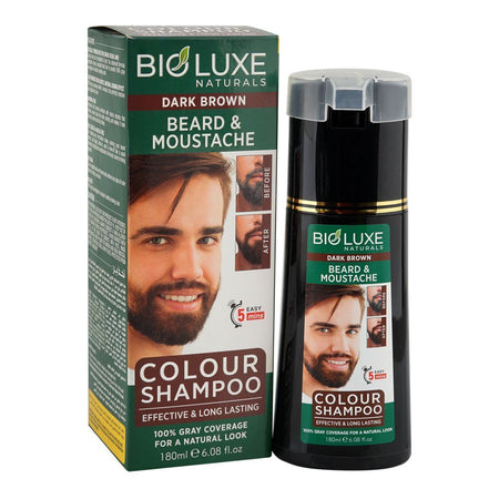 Bio Luxe Naturals Beard & Moustache Colour Shampoo, Ammonia Free, Dark Brown, 180ml - Main Image