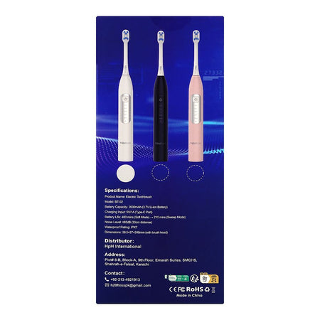 H2O Floss Electric Toothbrush With 4 Brush Head, IPX7 Waterproof, 200mAh Battery, White, BT-02 - Image 2