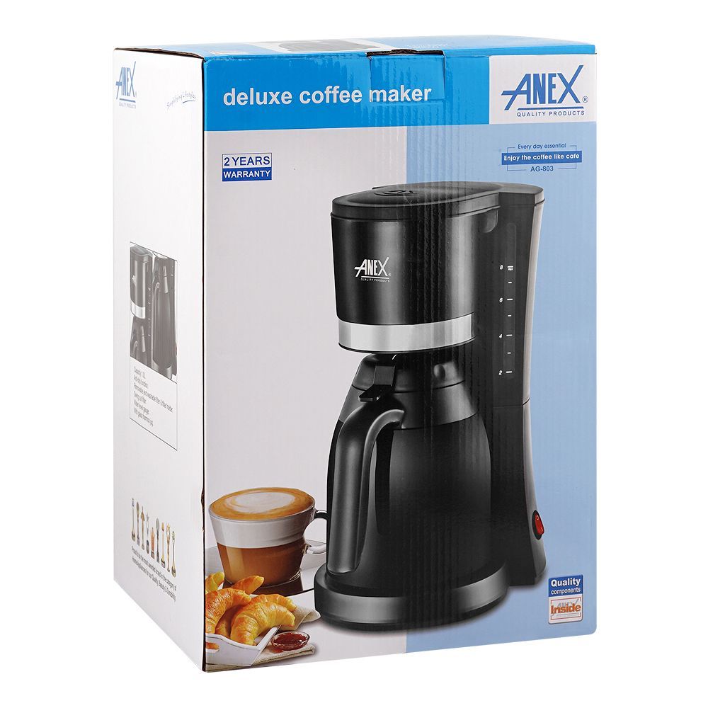 Anex Deluxe Coffee Maker, 800W, 220-240V, 1.1 Liter Capacity, Black, AG-803 - Image 3