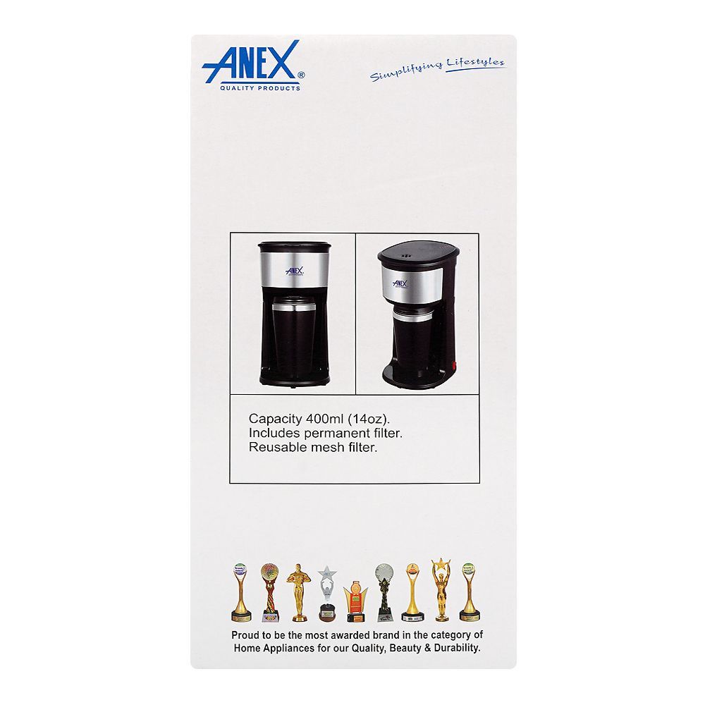 Anex Deluxe Coffee Maker, 600W, 220-240V, 400ml Capacity, AG-802 - Image 5