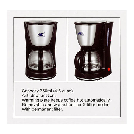 Anex Deluxe Coffee Maker, 550W, 220-240V, 750ml Capacity, AG-801 - Image 6