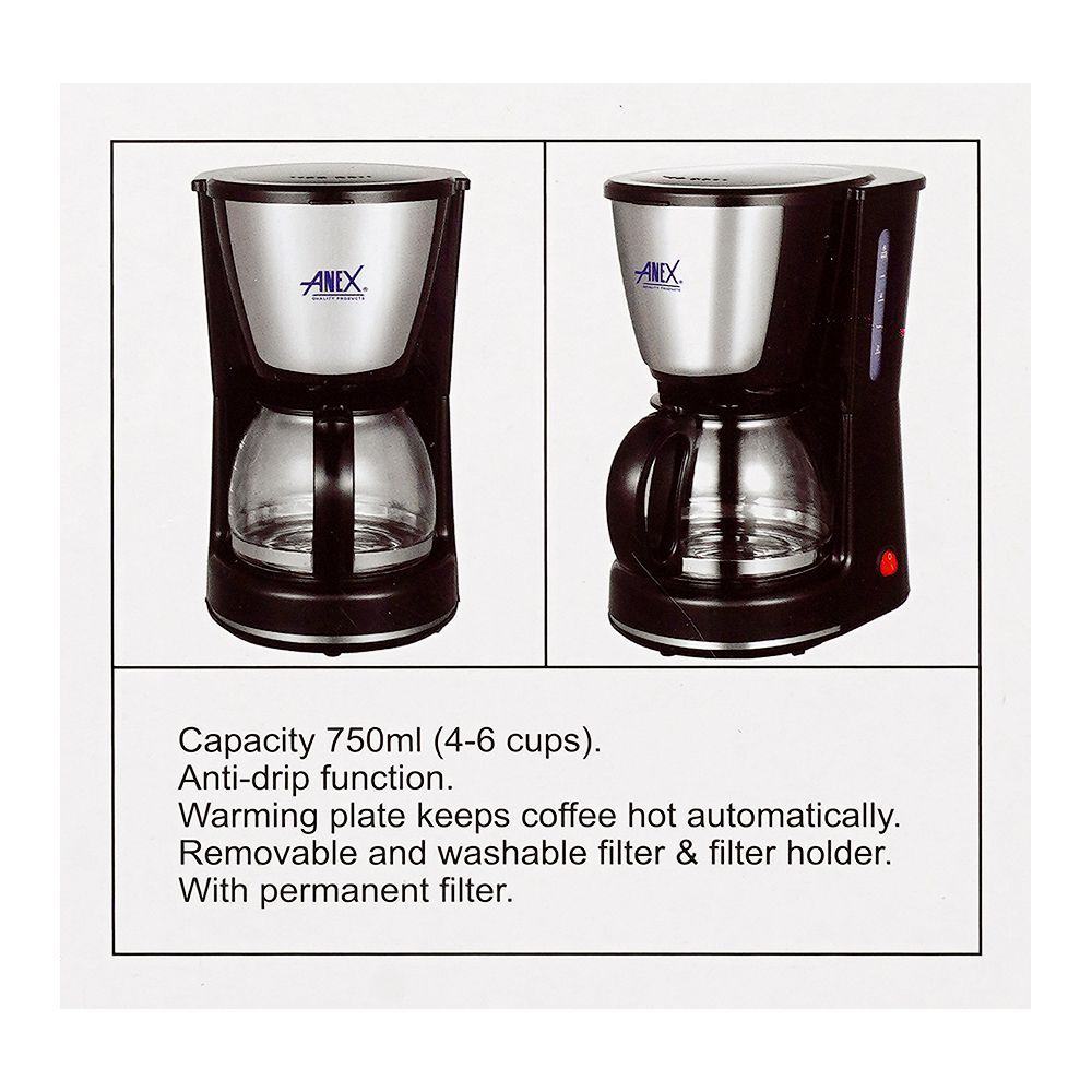 Anex Deluxe Coffee Maker, 550W, 220-240V, 750ml Capacity, AG-801 - Image 6
