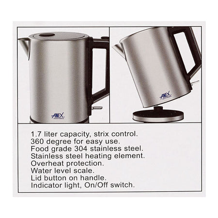 Anex Deluxe Kettle, 1850-2200W, 22-240V, 1.7 Liter Capacity, AG-4071 - Image 6