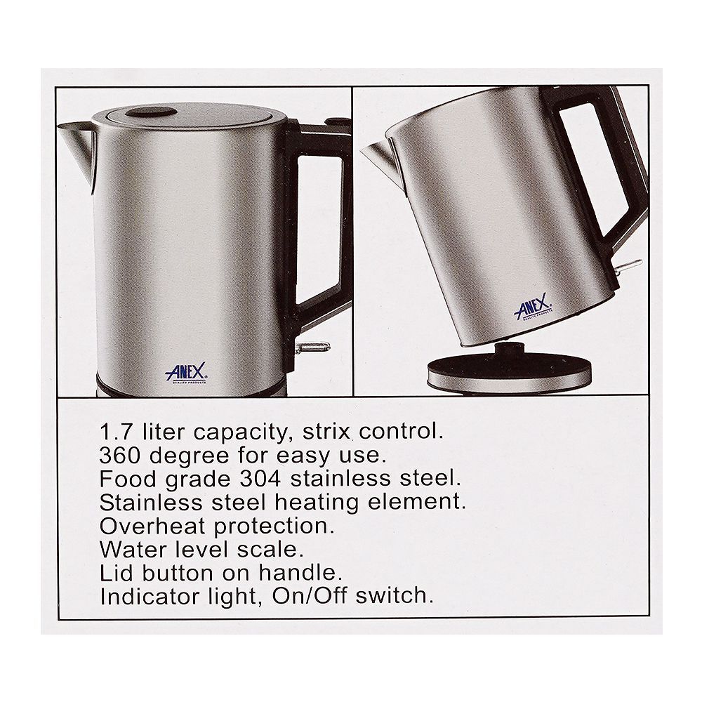 Anex Deluxe Kettle, 1850-2200W, 22-240V, 1.7 Liter Capacity, AG-4071 - Image 6
