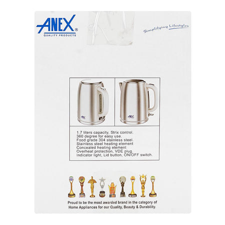 Anex Deluxe Kettle, 1850-2200W, 220-240V, 1.7 Liter Capacity, AG-4072 - Image 5