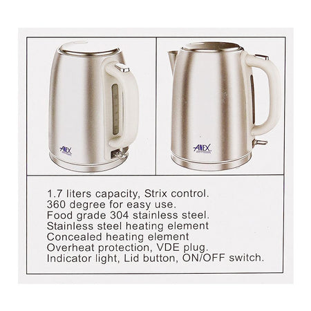 Anex Deluxe Kettle, 1850-2200W, 220-240V, 1.7 Liter Capacity, AG-4072 - Image 6
