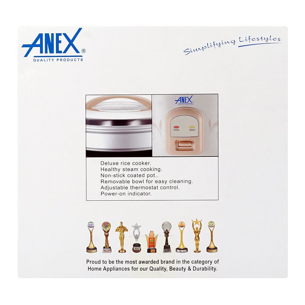 Anex Deluxe Rice Cooker, 900W, 220-240V, 2.2 Liters, AG-2023 - Image 4
