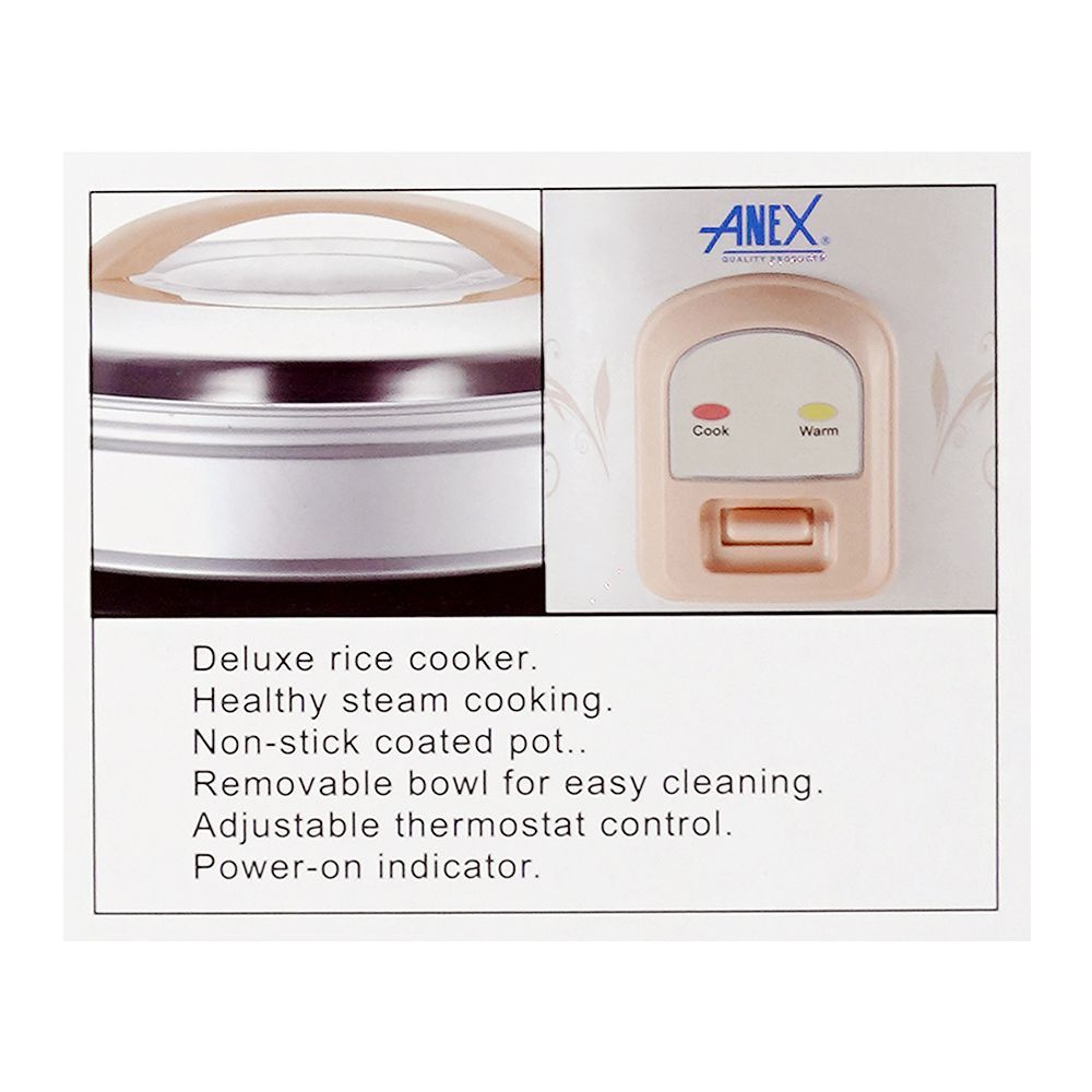 Anex Deluxe Rice Cooker, 900W, 220-240V, 2.2 Liters, AG-2023 - Image 5