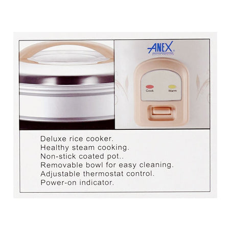 Anex Deluxe Rice Cooker, 900W, 220-240V, 2.2 Liters, AG-2023 - Image 5