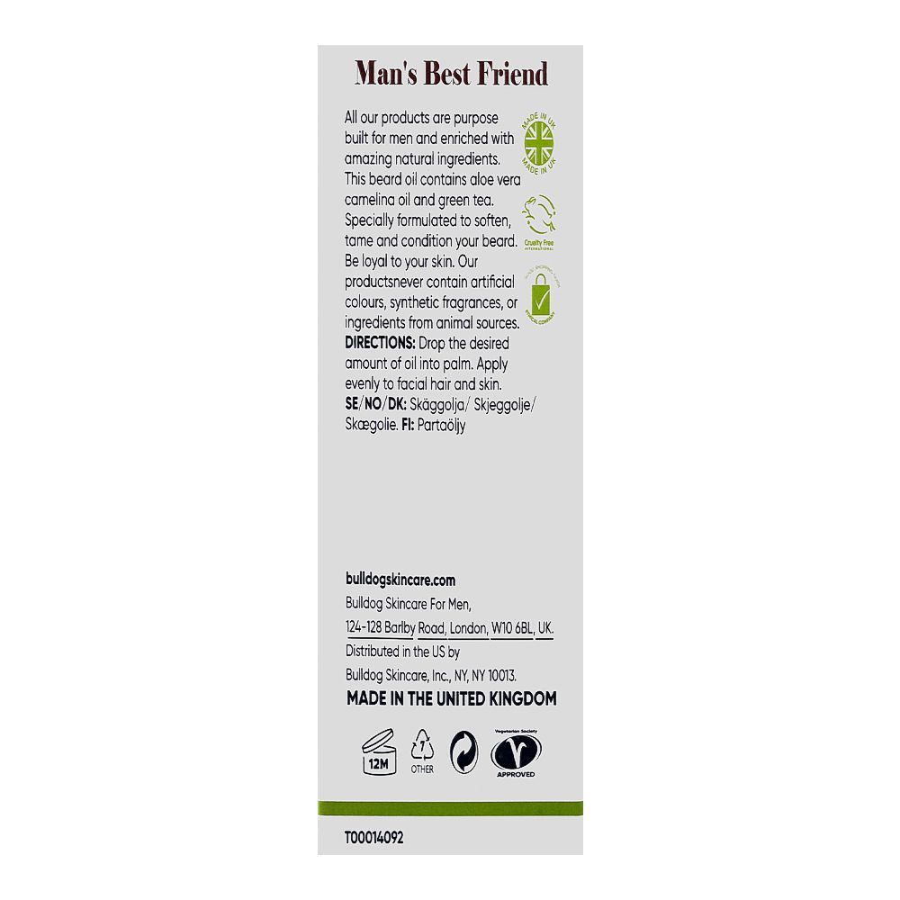 Bull Dog Skin Care Tames & Condition Original Beard Oil, Aloe Vera, Jojoba Seed Oil, 30ml - Image 3