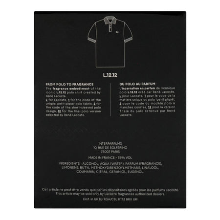 Lacoste L.12.12 Noir, Eau De Toilette, For Men, 100ml - Image 2