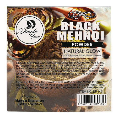 Dimple Face Natural Glow Black Mehndi Powder, 100g, DF-145 - Image 2