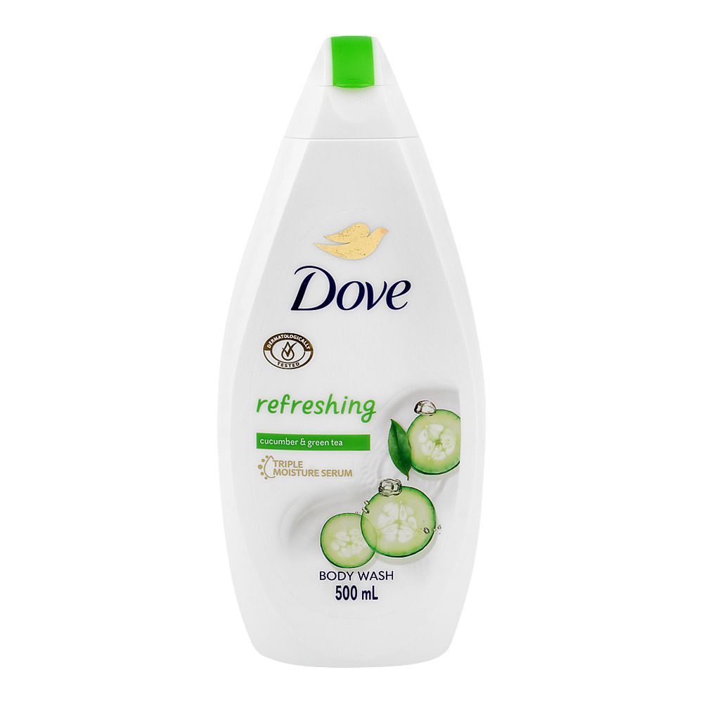 Dove Refreshing Cucumber & Green Tea Triple Moisture Serum Body Wash, 500ml - Main Image