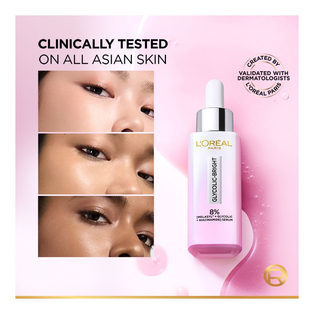 L'Oreal Paris Glycolic-Bright 8% Melasyl Anti-Dark Spot Brightening Serum, Glycolic + Niacinamide, For Sensitive Skin, 15ml - Image 3