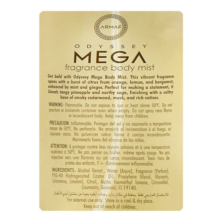 Armaf Odyssey Mega For Men Fragrance Body Mist, 250ml - Image 3
