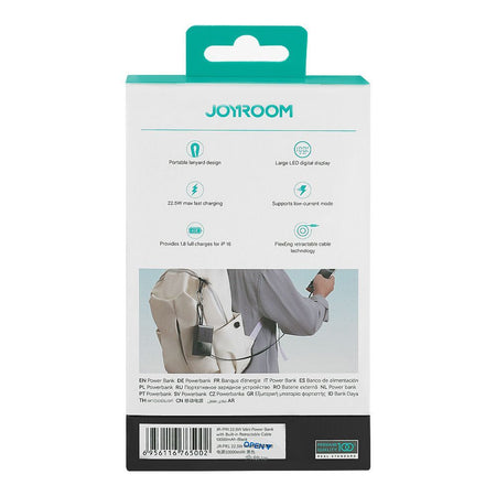 Joyroom 22.5W Elva Series Mini Power Bank, 10000mAh With Built-in Retractable Cable, Black, JR-PR1 - Image 5