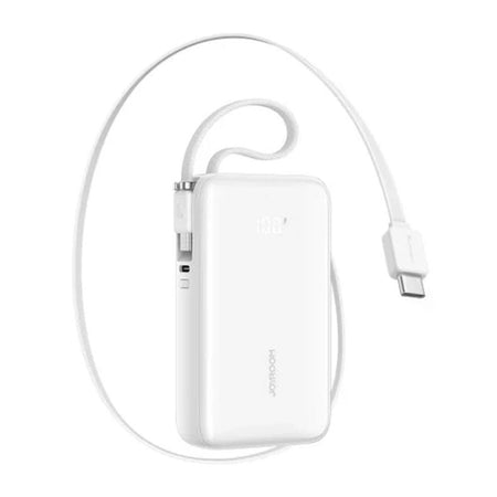 Joyroom 35W 10000mAh Mini Power Bank, With Built-in Retractable Type-C & USB-L Cable, White, JR-PR2L - Main Image
