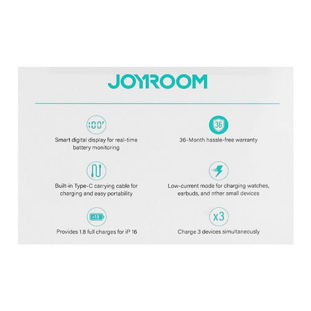 Joyroom 35W 10000mAh Mini Power Bank, With Built-in Retractable Type-C & USB-L Cable, White, JR-PR2L - Image 5