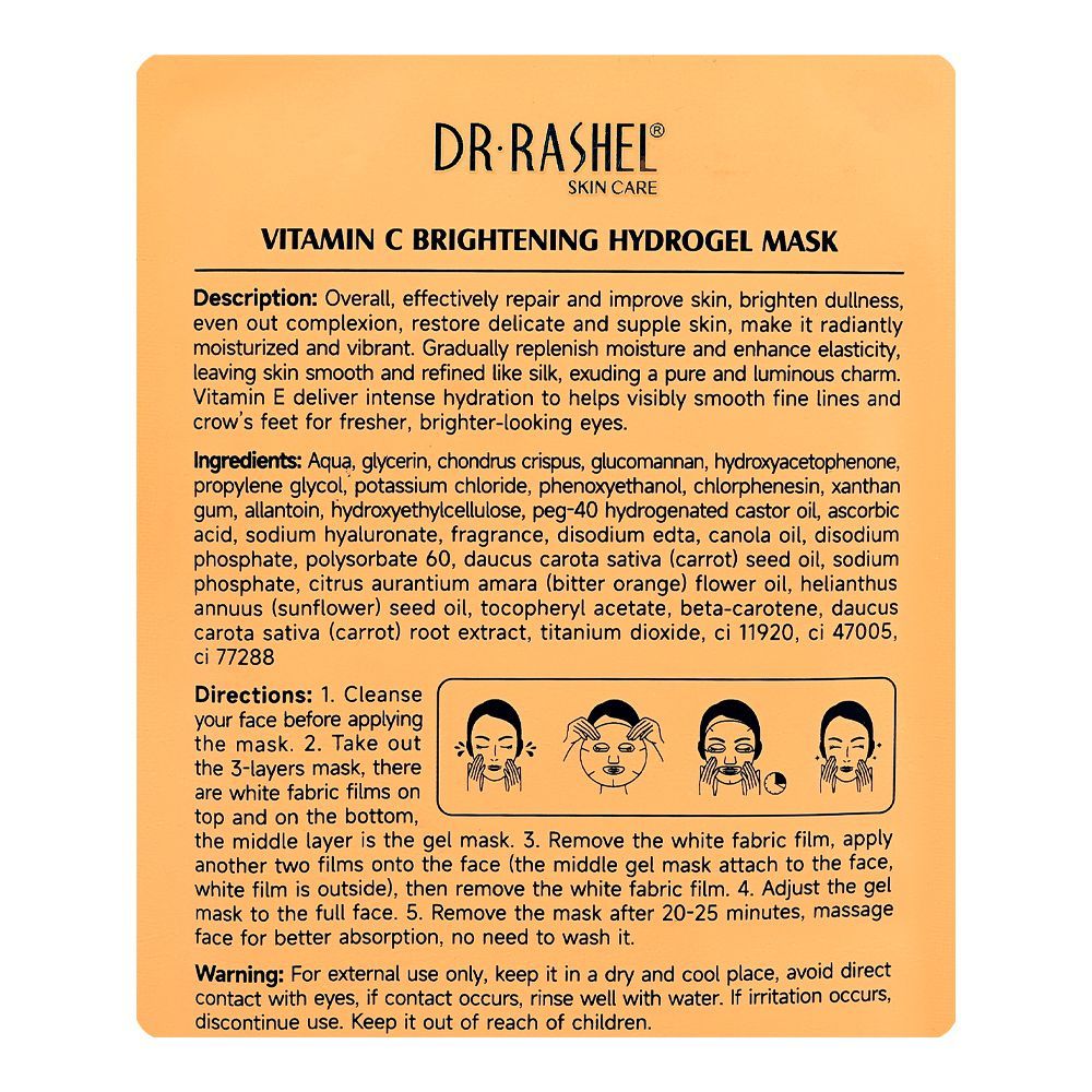 Dr. Rashel Vitamin C Brightening Hydro Gel Mask, Glycerin, Ascorbic Acid, For Radiant Skin, 33g - Image 3