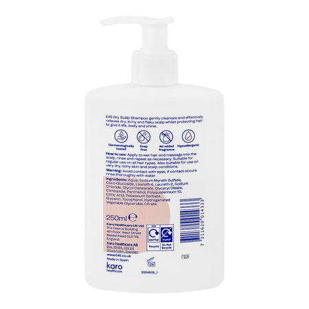 E45 Dry Scalp Shampoo, Fragrance & Soap Free, Citric Acid, For All Types Of Hair, 250ml - Image 2