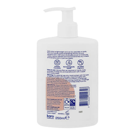 E45 24-Hour Moisturization Lotion, Suitable From Birth, For Very Dry & Sensitive Skin, 250ml - Image 2
