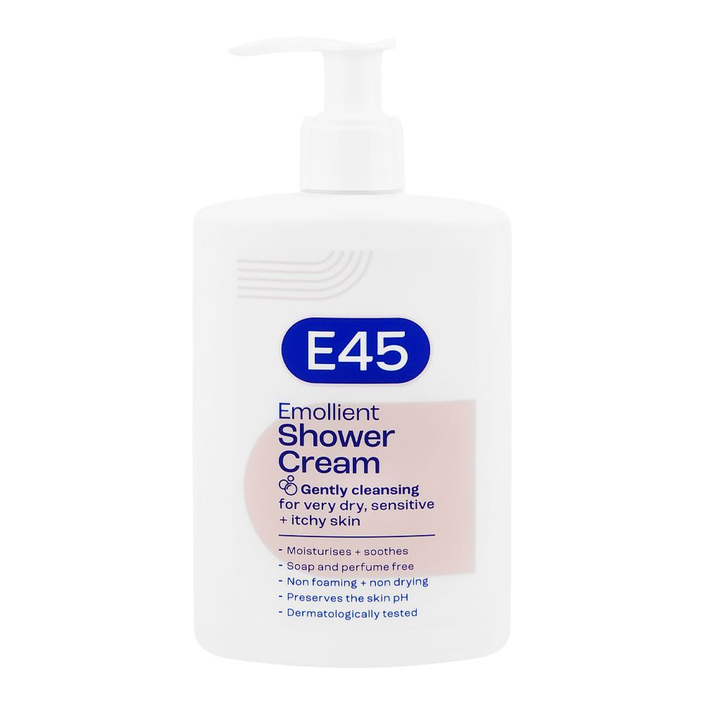 E45 Emollient Shower Cream, Soap & Perfume Free, For Dry & Sensitive Skin, 250ml - Main Image