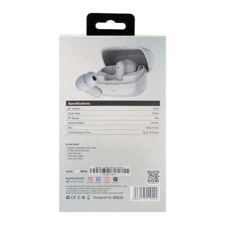 YOLO Yopod Echo True Wireless Earbuds, 30 Hours Play Time, White - Image 3