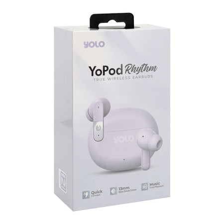 YOLO Yopod Rhythm True Wireless Earbuds, 30 Hours Play Time, Purple - Image 2