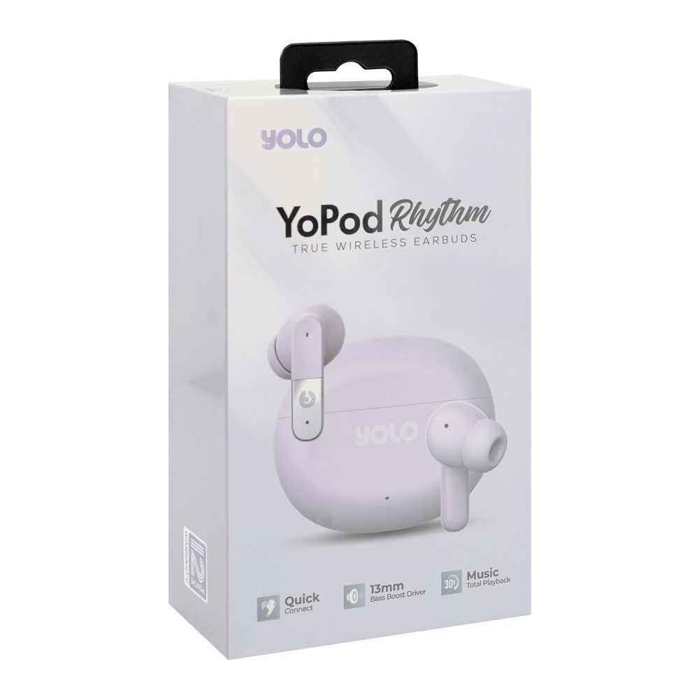 YOLO Yopod Rhythm True Wireless Earbuds, 30 Hours Play Time, Purple - Image 2