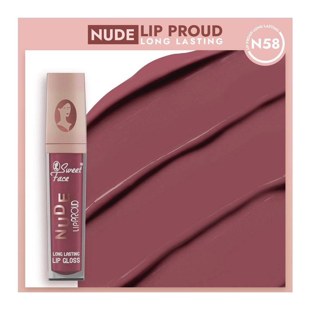 Sweet Face Nude Lip Proud Long Lasting Lip Gloss, N-58 - Main Image