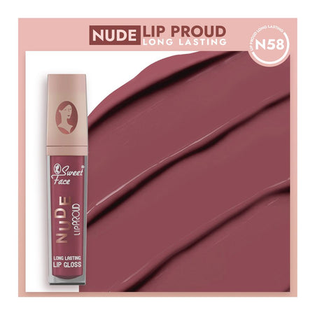 Sweet Face Nude Lip Proud Long Lasting Lip Gloss, N-58 - Main Image