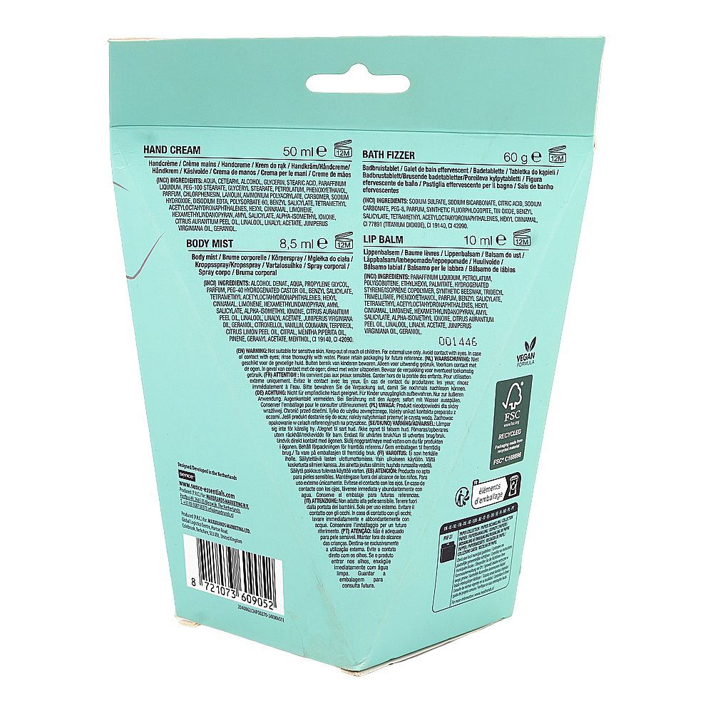 Sence Magic Mint Self Care Kit, Body Mist 8.5ml + Lip Balm 10ml + Bath Fizzer 60g + Hand Cream 50ml - Image 2